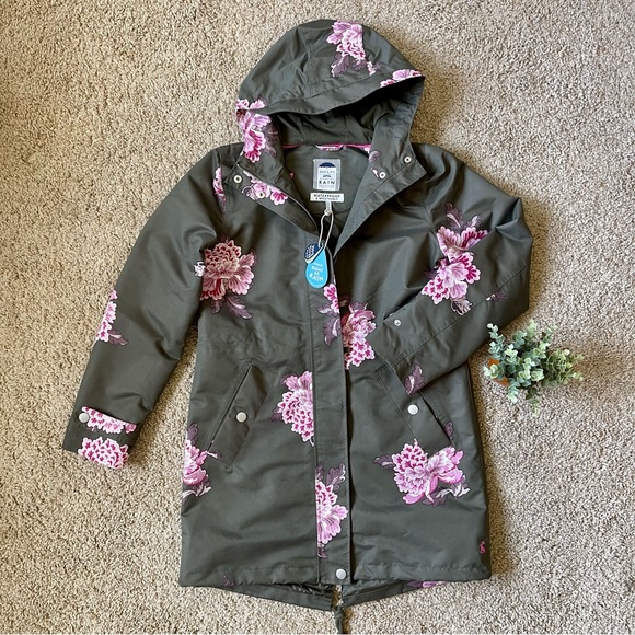 Joules “The Coast” Peony printed anorak style rain jacket - Picture 6 of 11